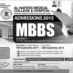 Al Nafees Medical College & Hospital Islamabad Admission Notice 2014 for Bachelor of Medicine, Bachelor of Surgery (MBBS)