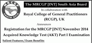 MRCGP South Asia AKT Part I Examination 2014