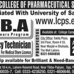 Lahore College of Pharmaceutical Sciences (LCPS) Lahore Admission Notice 2014 for Pharmacy Technician