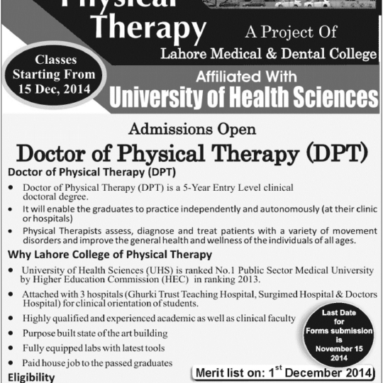 Lahore College Of Physical Therapy Lahore Archives StudyPK