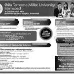 Shifa Tameer-e-Millat University Islamabad Admission Notice 2014 for Doctor of Physical Therapy (DPT)