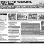 University of Agriculture Faisalabad (UAF) Faisalabad Admission Notice 2014