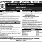 Government College University Faisalabad (GCUF) Faisalabad Admission Notice 2014-2015 for Bachelor of Eastern Medicine & Surgery (BEMS), Doctor of Physical Therapy (DPT)