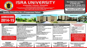 ISRA Institute of Rehabilitation Sciences (IIRS) Karachi Admission Notice 2014-2015 for Doctor of Physical Therapy (DPT)