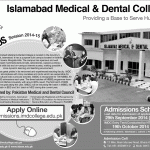 Islamabad Medical & Dental College (IMDC) Islamabad Admission Notice 2014-2015 for Bachelor of Dental Surgery (BDS), Bachelor of Medicine, Bachelor of Surgery (MBBS)