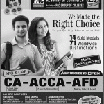 The Professionals' Academy of Commerce (PAC) Lahore Admission Notice 2014-2015 for Foundation Diploma (FD), Chartered Accountants (CA), Association of Chartered Certified Accountants (ACCA)