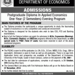 University of the Punjab Economic Department Admission Notice 2014-2015 for Postgraduate Diploma in Applied Economics