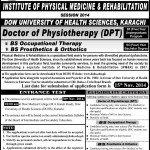 Institute of Physical Medicine & Rehabilitation Karachi Admission Notice 2015