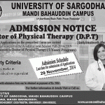 University of Sargodha Mandi Bahauddin Campus Admission Notice 2014
