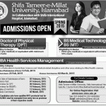 Shifa Tameer-e-Millat University Islamabad Admission Notice 2015