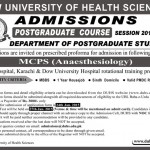 Dow University of Health Sciences MCPS Anaesthesiology Admission 2015