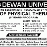 SBB Dewan University Karachi DPT Admission 2015