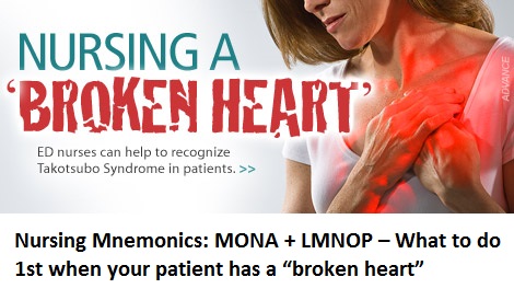 Nursing Mnemonics: MONA + LMNOP – What to do 1st when your patient has a “broken heart”