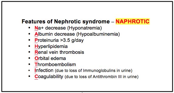 Nursing Mnemonics: Nephrotic syndrome 