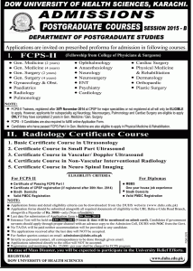 Dow University of Health Sciences Admissions Postgraduate Courses Session 2015-B