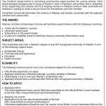 Pakistan Scottish Scholarship Scheme 2015-16