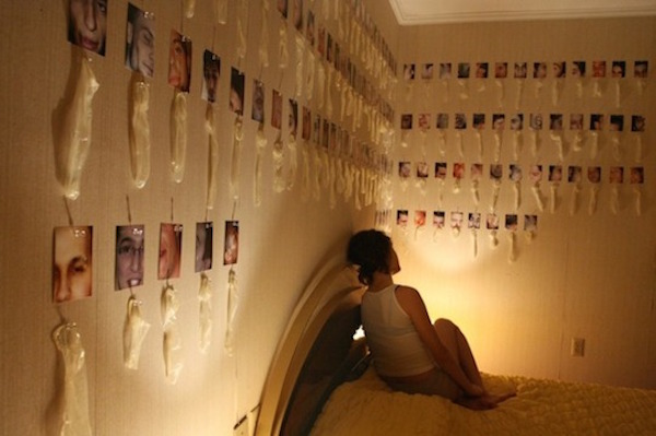Weird News: Norwegian Woman Hangs Her Used Condom Collection On Her Bedroom Wall