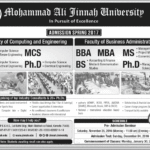 Mohammad Ali Jinnah University BS BBA MS Admission Spring 2017