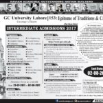 GC University Lahore Intermediate Admissions 2017