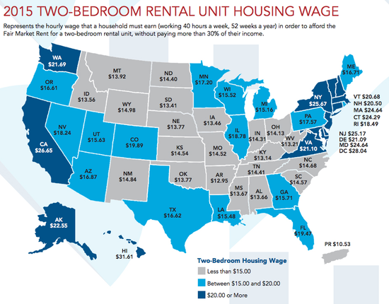 Stunning maps showing how much you need to earn in each state to afford a two-bedroom rental unit