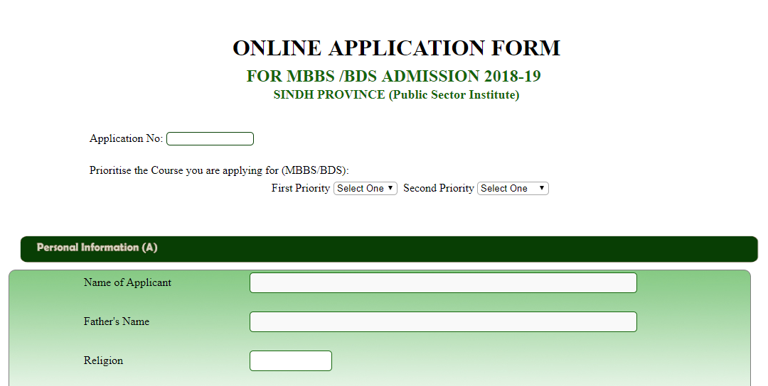 Jinnah Sindh Medical University Online Application Form 2018