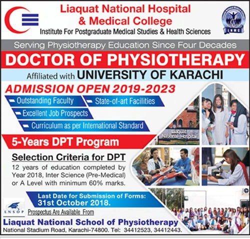 Liaquat National Hospital DPT Admissions 2019
