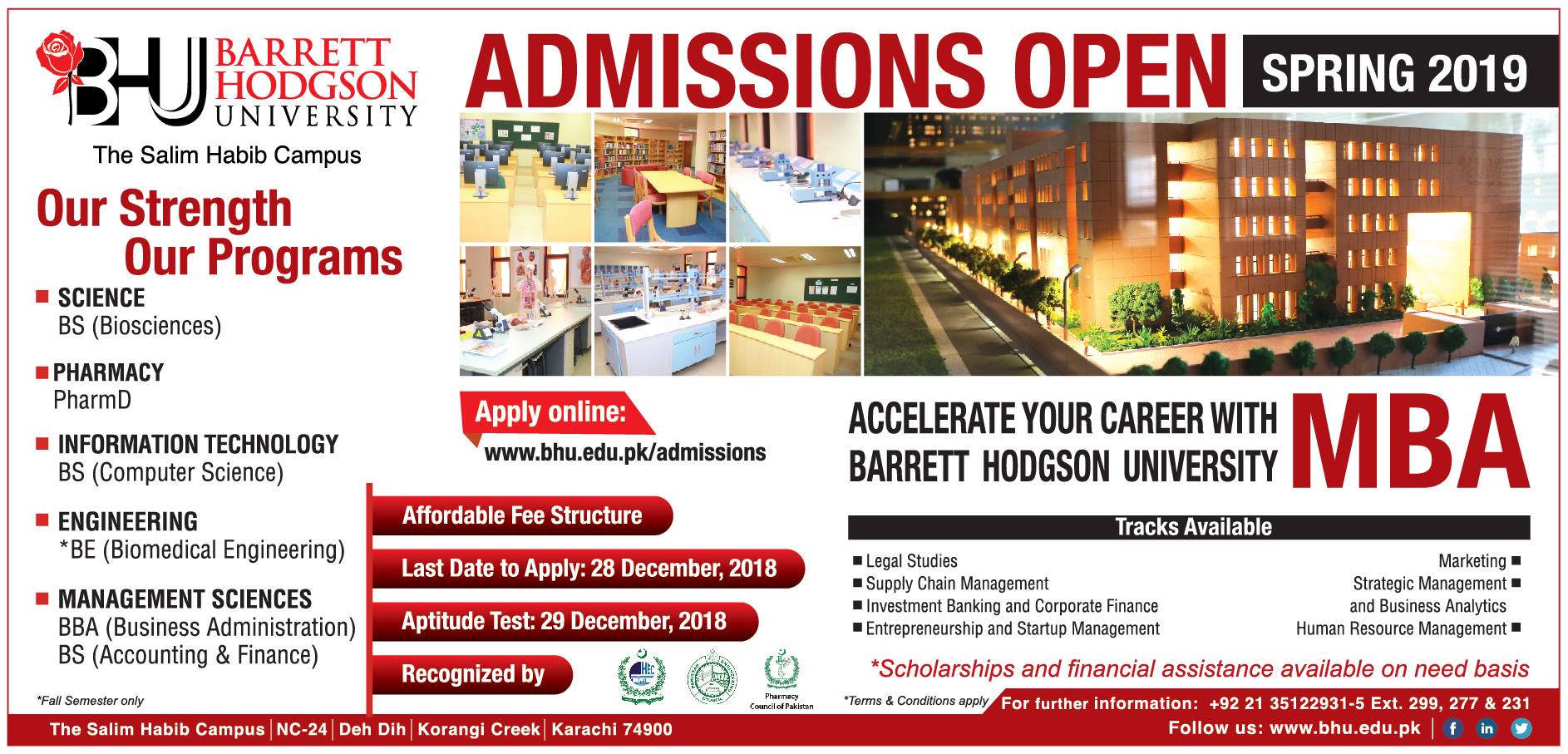 Barrett Hodgson University Admissions Spring 2019