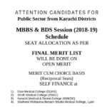 Sindh MCAT Test Interview Notice For Merit Number 1 to 1200