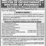 LUMHS Jamshoro Sindh Pharm-D DPT Admission 2019