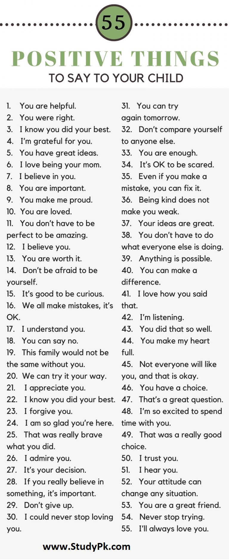 Encouraging Words & Phrases! 55 Positive Things To Say To Your Child