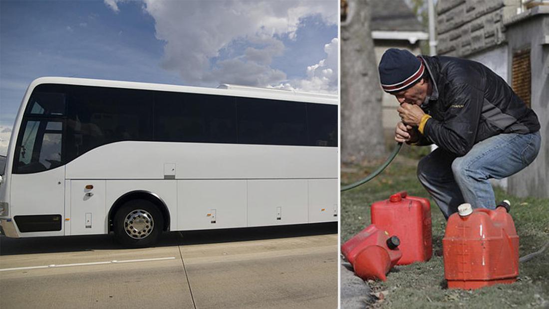 Idiots trying to siphon fuel end up sucking shit from sewage tank