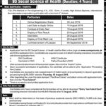NUMS Admissions Open - BS Social Sciences of Health (Session Fall 2019)