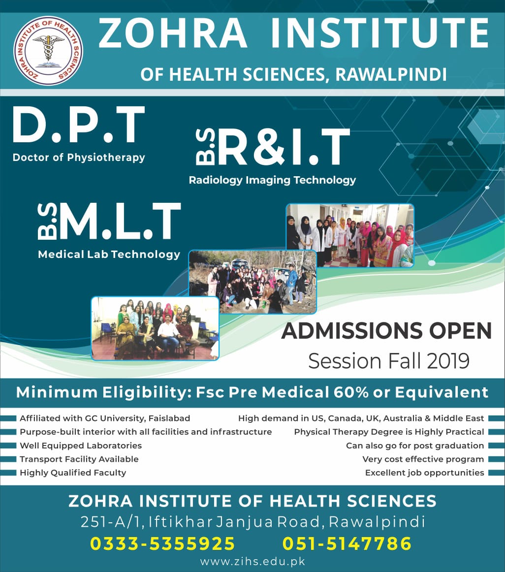 Zohra Institute Of Health Sciences DPT Admissions 2019