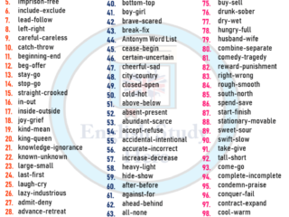 250 Most important Antonym / Opposite Words List in English Part 1