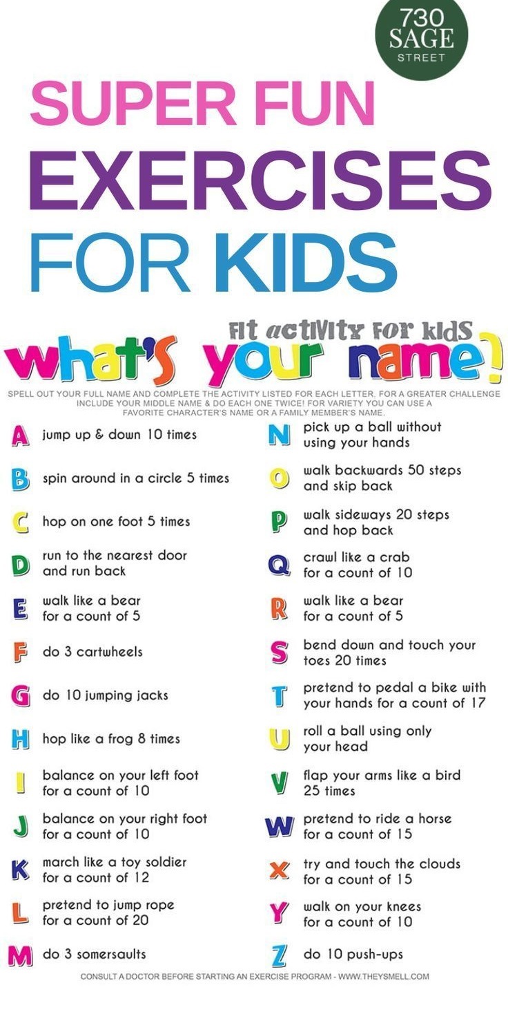 fun list of exercises for kids to do at home