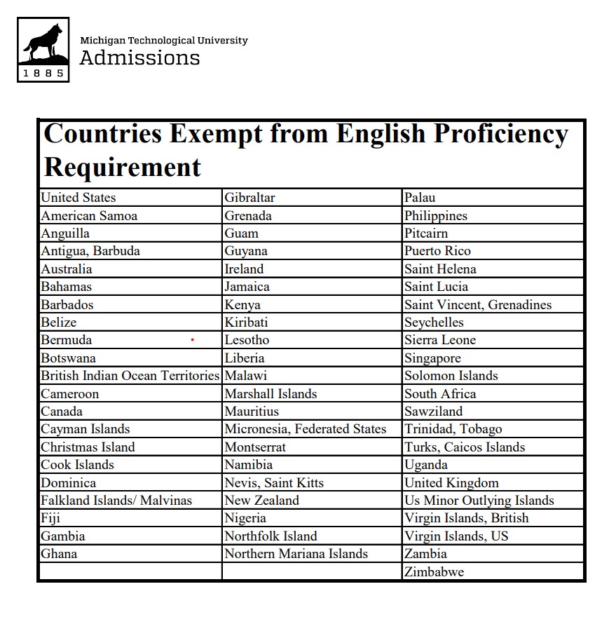 Michigan Tech University Undergraduate Admissions No Application Fee, No TOEFL