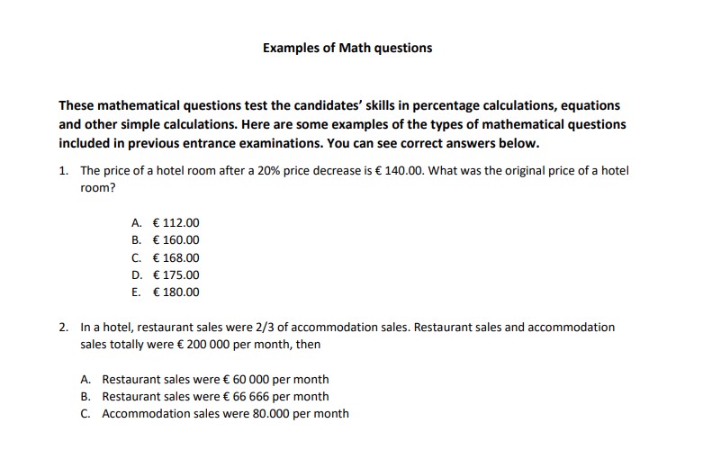 Haaga-Helia University Entrance Exam 2022 Questions with Answers