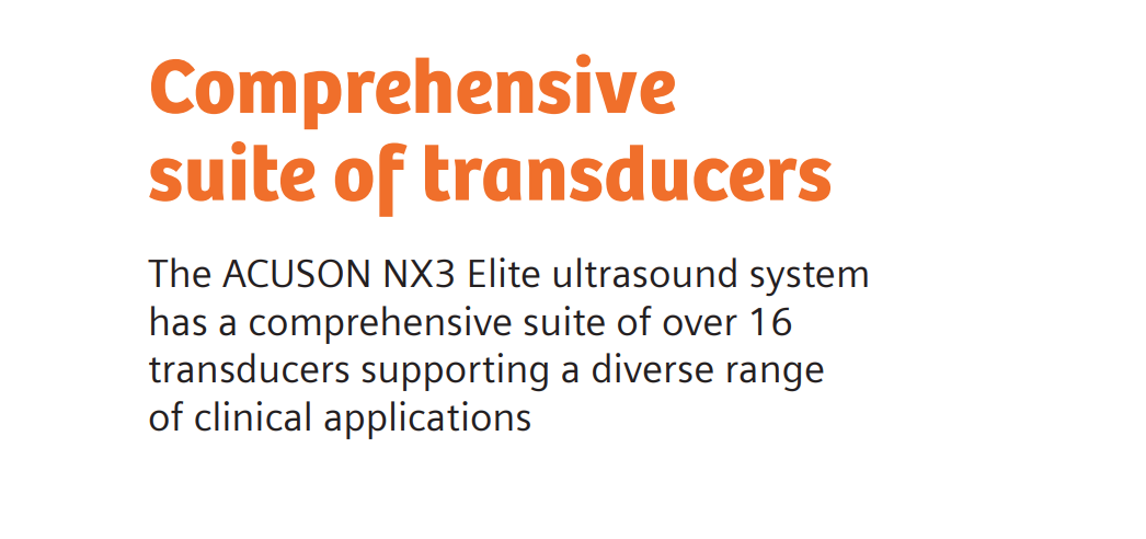 Selectable Frequencies and Transducers for the Siemens ACUSON NX3 Ultrasound System
