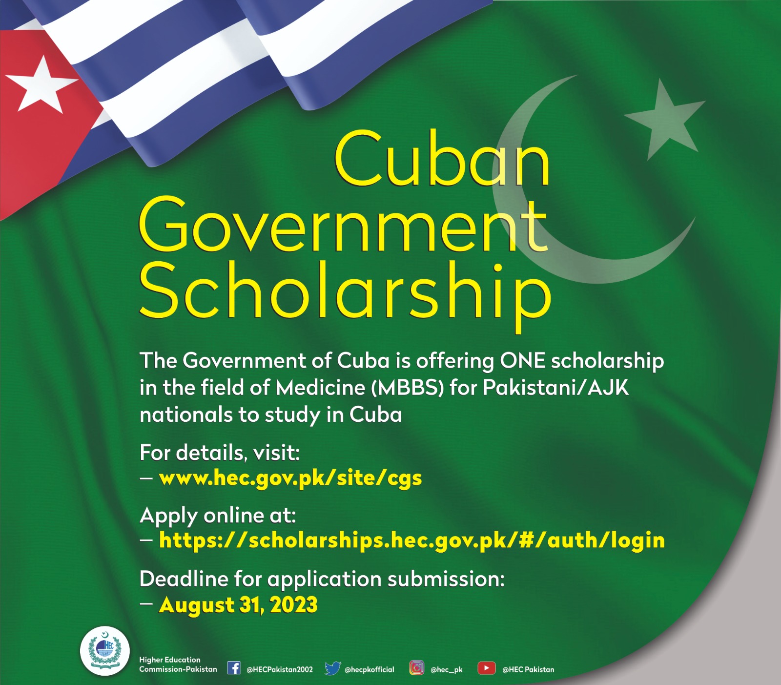 Government of Cuba Scholarship in Medicine for Pakistani Nationals 2023-2024